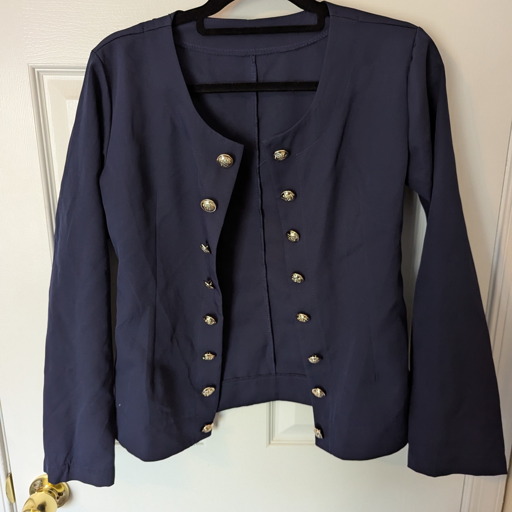 Navy Button-Up Women's Jacket